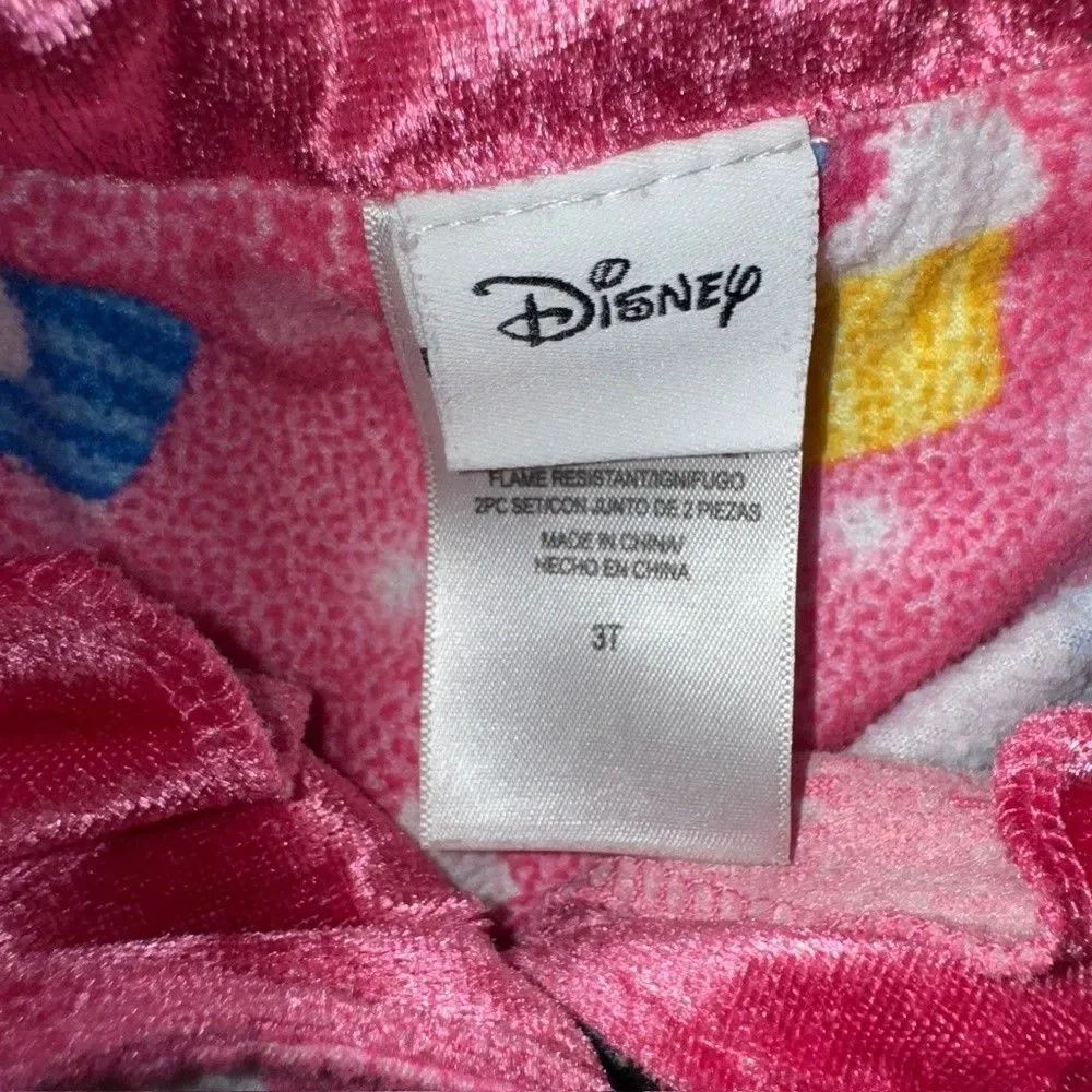 Disney Minnie Mouse Pajama Set Girls 3T Pink Top Bottom Cupcake Cozy Cute Ruffle